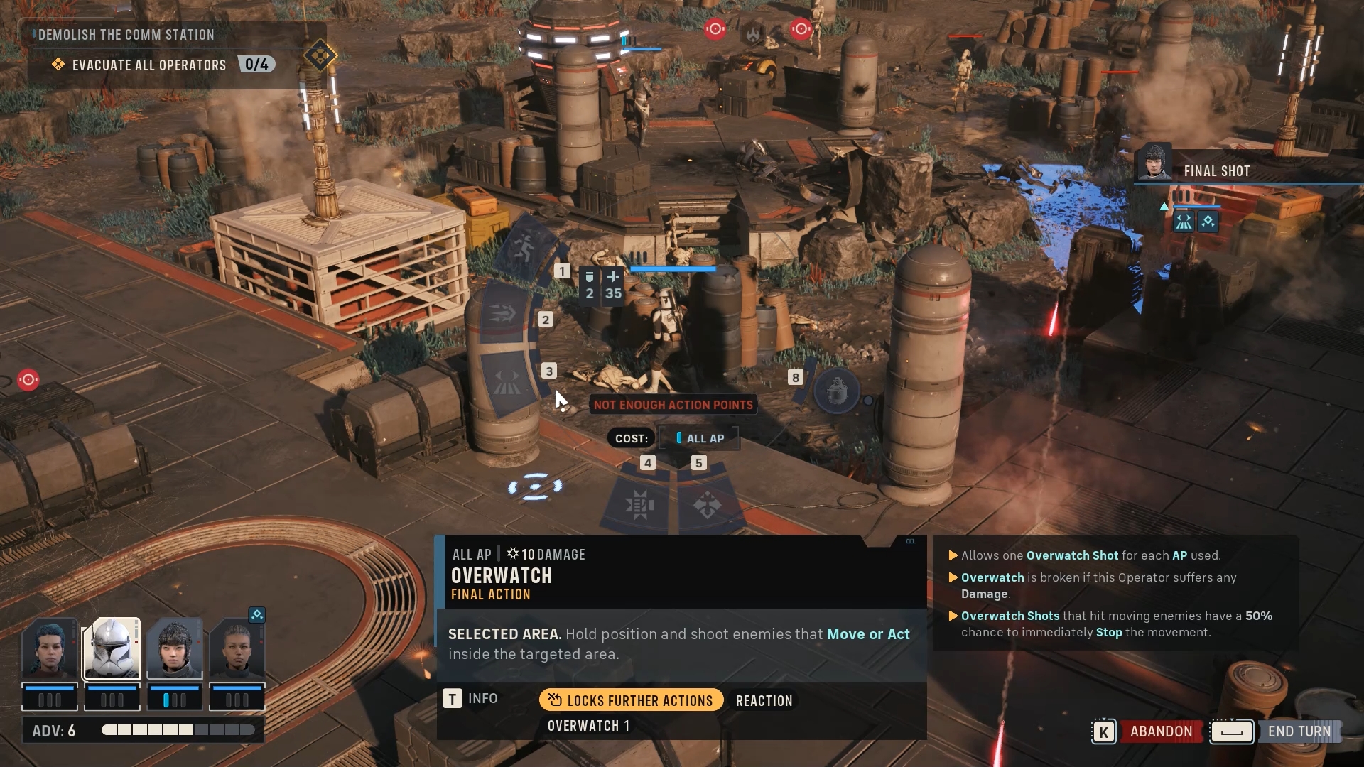 Screenshot from gameplay showing the Overwatch ability